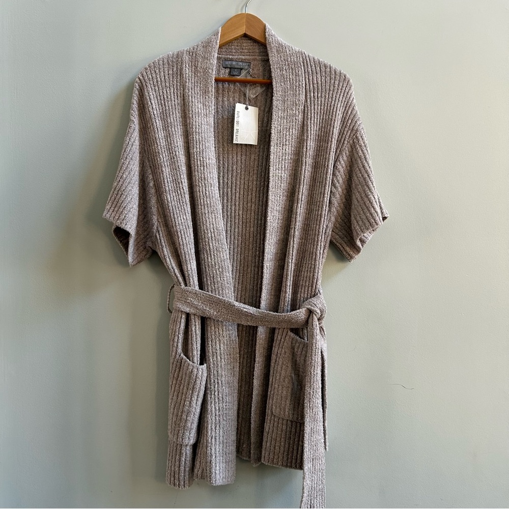 NWT Barefoot Dreams CozyChic Lite Knit Ribbed Belted Kimono Cardigan, Size M - Picture 3 of 9